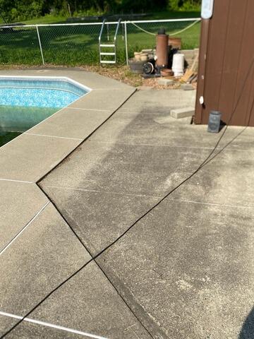 PolyLevel on a Pool Deck in Ravena, NY - Before Photo