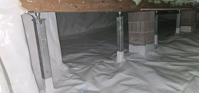 Supporting Damp and Sagging Floors in a Crawlspace in Roxbury, NY - After Photo