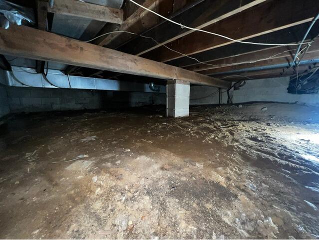 Insulated & Encapsulated Crawl Space in Sound Beach, New York - Before Photo