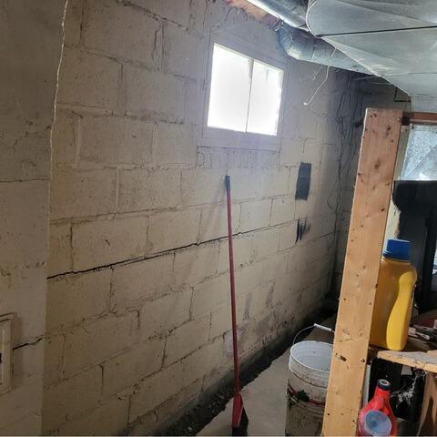 Complete transformation of a foundation wall in Sainte-Henedine, QC - Before Photo
