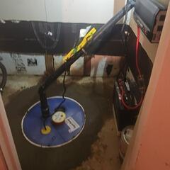 Installing Our SuperSump System inside a basement in La-Visitation-De-Yamaska, Quebec