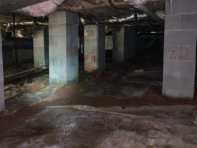 Crawl Space Encapsulation Eliminates Standing Water in Juliette, GA - Before Photo