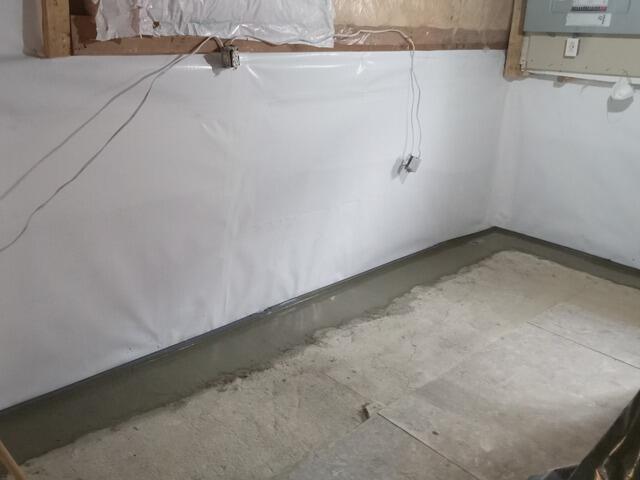 Interior waterproofing of a block foundation in caledonia, ON