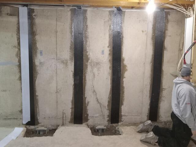 Supporting a bowing wall with Carbon Fiber in Stevensville, ON