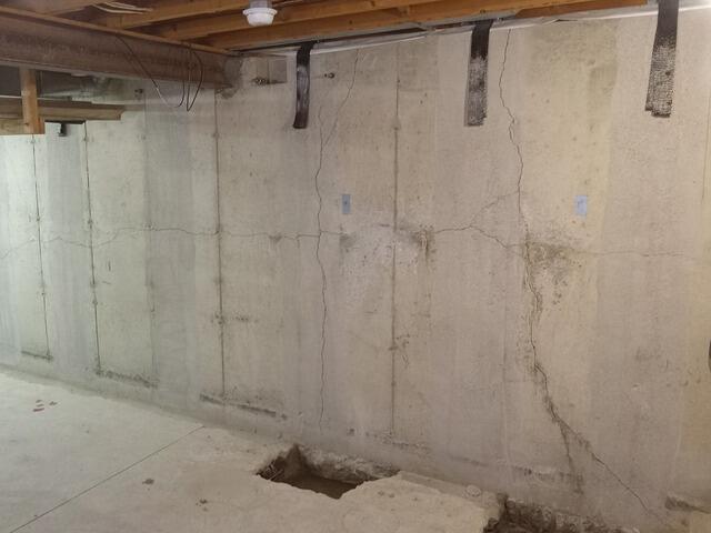 Supporting a bowing wall with Carbon Fiber in Stevensville, ON