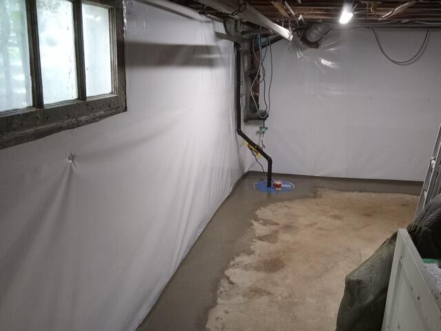Waterproofing a poured concrete basement in Caledonia, ON - After Photo
