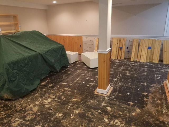 Waterproof Flooring Installed in Havertown, PA Basement - Before Photo