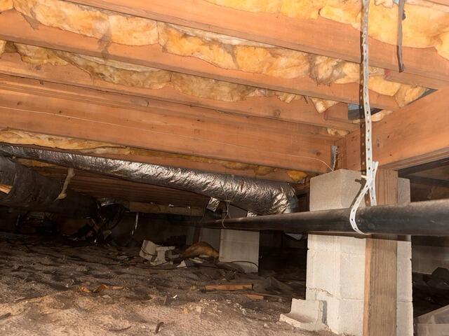 Foundation Settlement Solution In Toms River, NJ Crawl Space - Before Photo