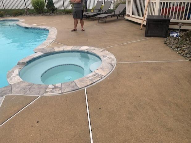 Repairing A Sunken Pool Deck In Manalapan, NJ - Before Photo