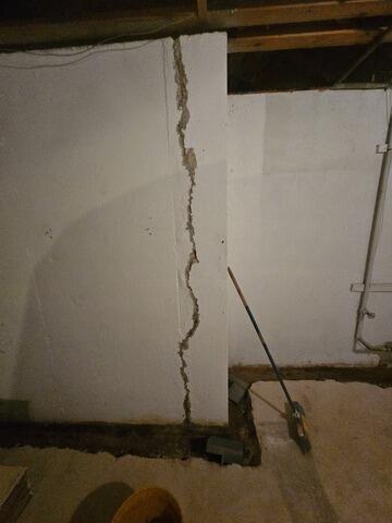 Basement Wall Crack Repair In Trenton, NJ - Before Photo