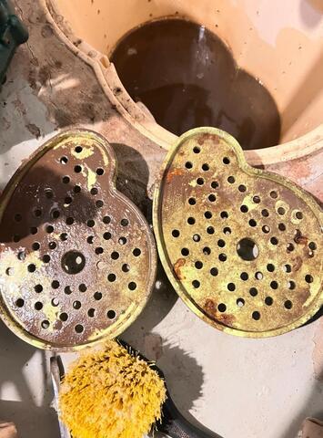 Cleaning of Pump Stands in TripleSafe Sump Pump System During Annual Maintenance - Before Photo