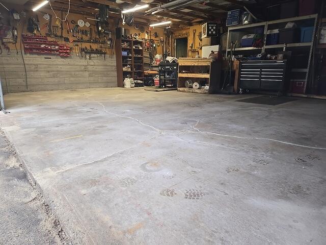Cracked Garage Floor Leveled and Cracks Repaired in Tomahawk, WI - After Photo