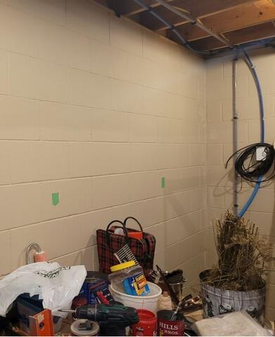 Cracking Basement Walls Repaired and Stabilized With CarbonArmor in Laona, WI - Before Photo