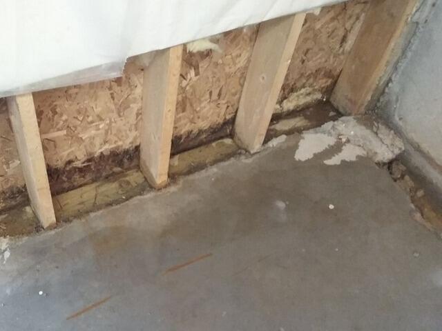 Waterproofing System Installed Saving Finished Basement in Amherst Junction, WI - Before Photo