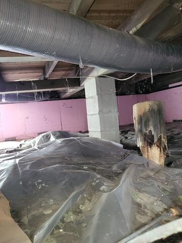 Uneven Floors Stabilized with Crawl Space SmartJack System in Random Lake, WI - Before Photo