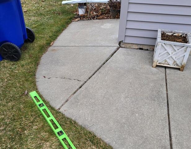 Sinking & Uneven Concrete Lifted in Bonduel, WI - Before Photo