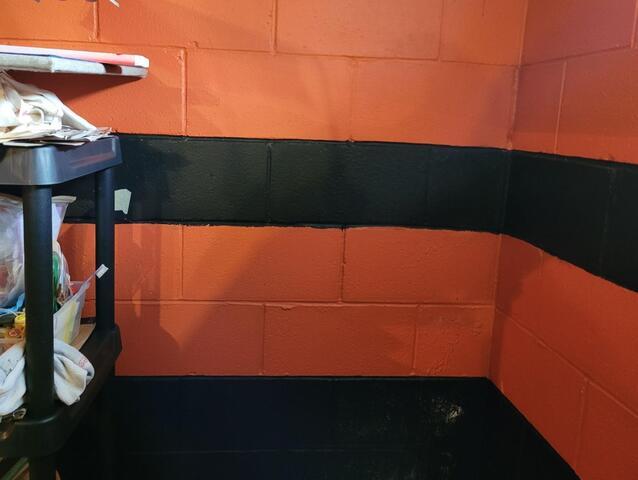 Bowing Basement Walls Stabilized in Mishicot, WI - Before Photo