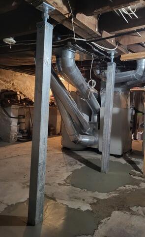 Failing Support Post Joists Stabilized & Repaired with Structural Support System in Appleton, WI - After Photo