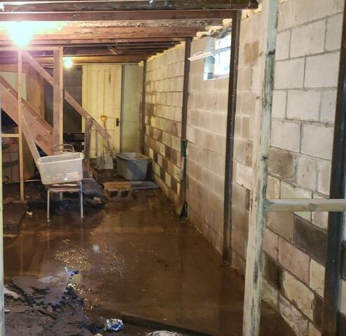 Failing Block Foundation Repaired, Stabilized & Waterproofed in Ripon, WI - Before Photo