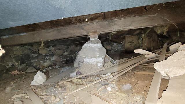Sloping, Bouncy Floors Repaired & Stabilized with Joist Support System in Waupaca, WI - Before Photo