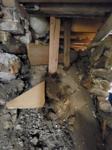 Crawl Space Structural Support for Sagging Floors in Wisconsin Rapids, WI - Before Photo