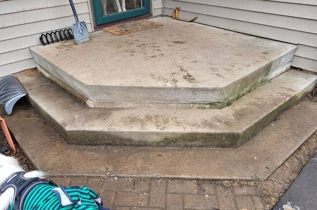 Sunken Concrete Step Repair in Merrill, WI - Before Photo