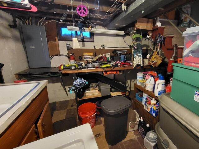 Bowing Basement Wall Repair in Older Home in Green Bay, WI - Before Photo