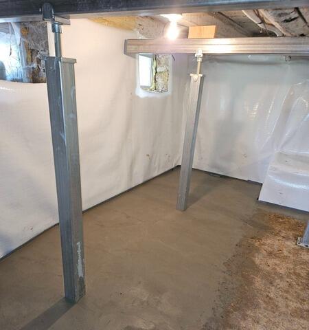 Failing Fieldstone Basement Walls Repaired & Moisture Controlled in Denmark, WI - After Photo