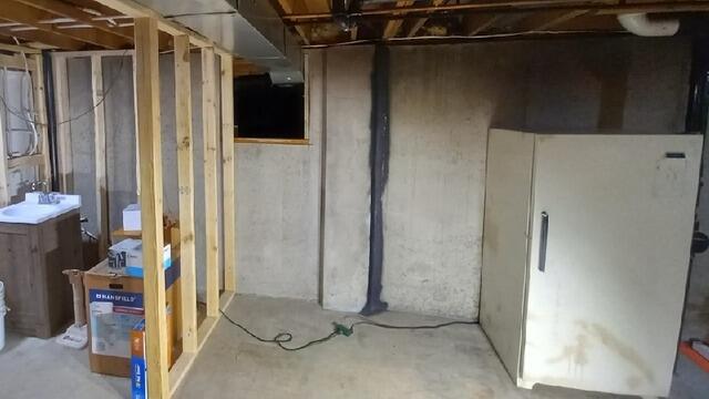 Basement Waterproofing with WaterGuard and SuperSump in Black Creek, WI - Before Photo