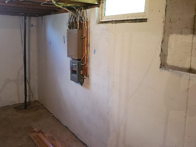 Foundation Wall Stabilized with GeoLock Wall Anchors in Hortonville, WI - Before Photo