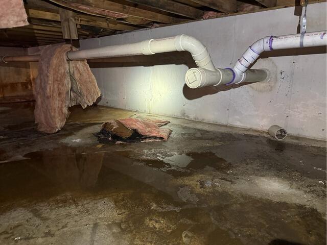 Leaking Bulkhead Caused Waterlogged Crawl Space in Kennebunk, ME - Before Photo
