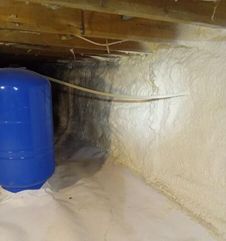 Installing Vapor Barrier and Insulation in a Tenants Harbor, Maine Crawl Space - After Photo