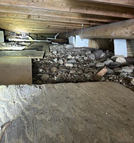 Damp Crawl Space with Sagging Floors in Mariaville, Maine - Before Photo