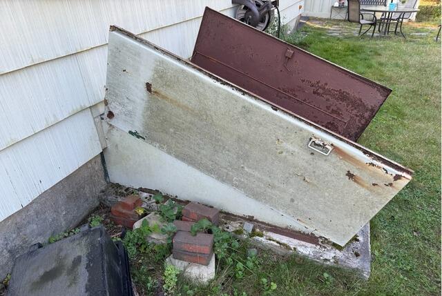 Replacing Bulkhead Doors in Scarborough, Maine - Before Photo