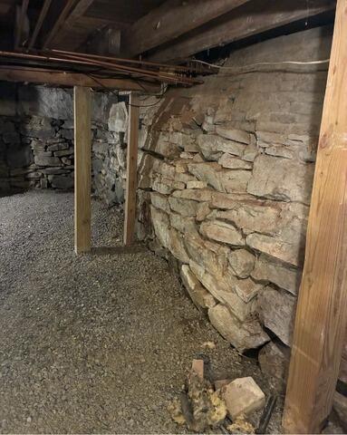 Bowing Foundation Wall Repair in Nobleboro, Maine - Before Photo
