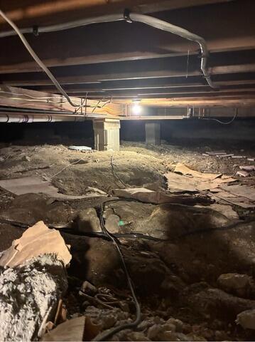 Encapsulating Dirt Crawl Space in Lincoln, Maine - Before Photo