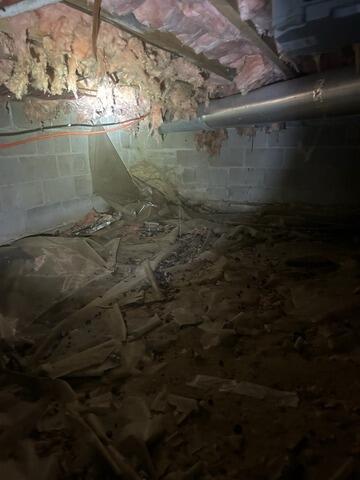 Vapor Barrier Installed in Yarmouth, Maine Crawl Space - Before Photo