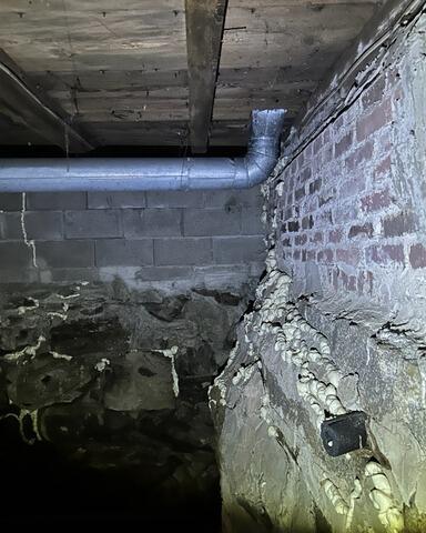 Foundation Wall Repair & Sump Installation in Brooks, Maine - Before Photo