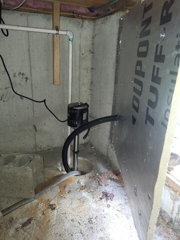 Replacing Old Failing Sump Pump in Wells, Maine - Before Photo