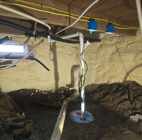 Installing Crawl Space Sump Pump in Eastport, Maine - After Photo