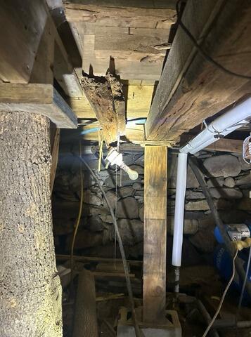 Installing Supports for 1900's Crawl Space in Corinth, Maine - Before Photo