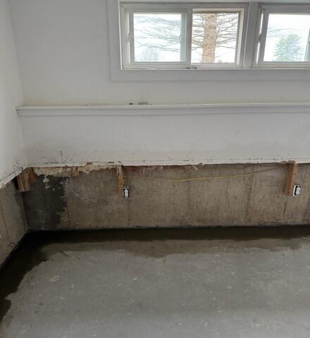 Basement Waterproofing Wall Repair in Poland, Maine - Before Photo