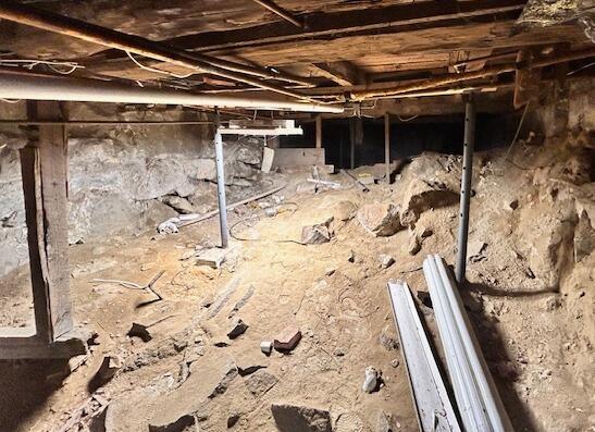 New Crawl Space Support Posts in Randolph, Maine - Before Photo