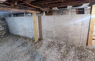 Bowing Foundation Wall Repair in Nobleboro, Maine