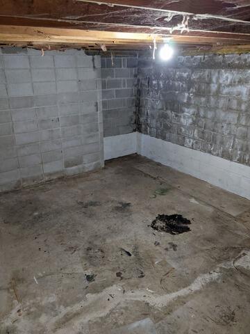 Wet Basement Waterproofing Products Installed in Elk River, MN - Before Photo