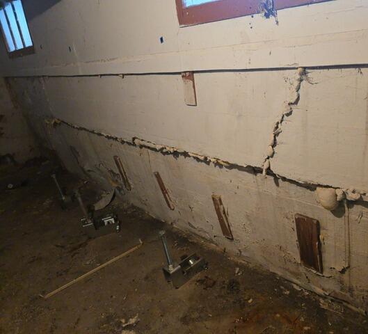 Bowing Wall Repair in Fargo, ND - Before Photo