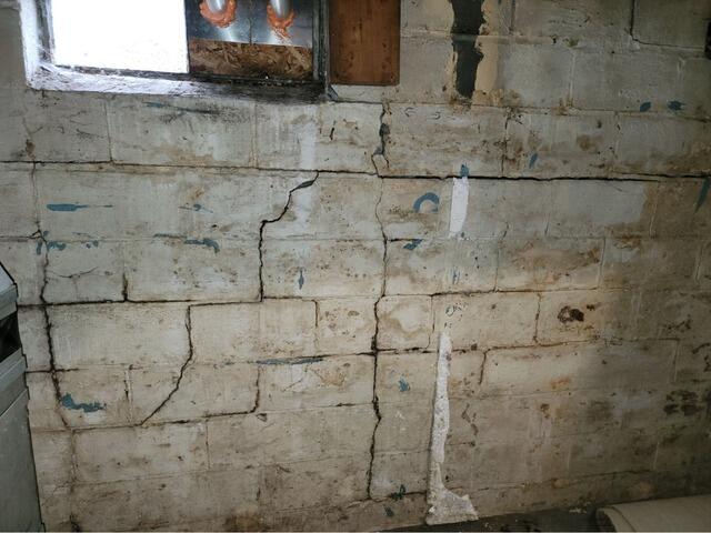Bowing Foundation Repair in Durand, WI - Before Photo