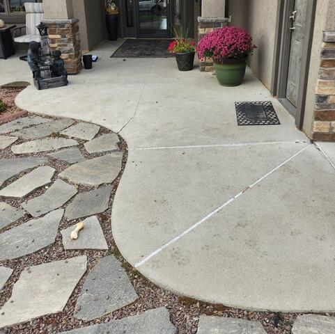 Sinking Walkway Lifted in Bismarck, ND - Before Photo