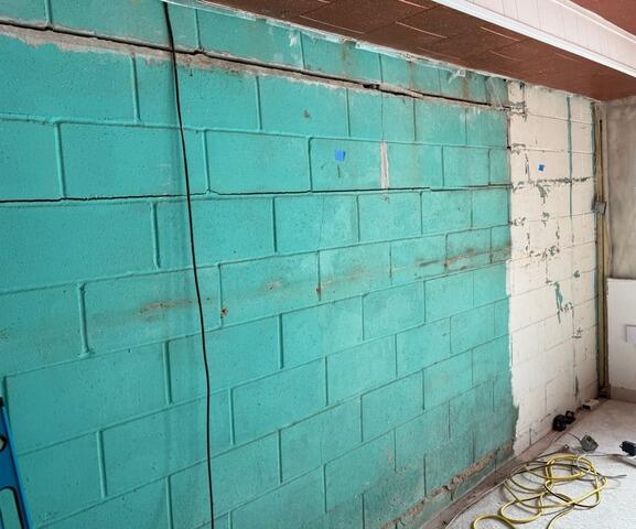 Bowed Basement Wall Corrected in Austin, MN - Before Photo