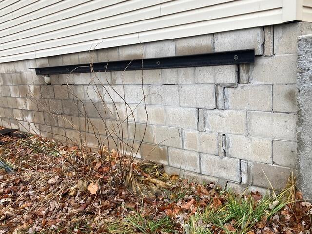 Cracked Block Foundation Repair in Mauston, WI - Before Photo